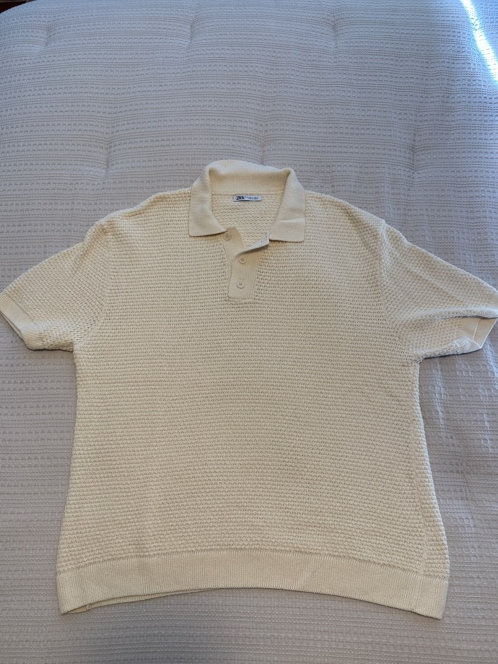 Zara Cream Knit Polo Shirt